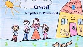  Presentation with crayon - Presentation design having crayon drawing of happy family background and a sky blue colored foreground