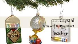  Presentation with crayons - Presentation enhanced with crayons globe books and notepad and pencil ornaments on a christmas tree background and a lemonade colored foreground