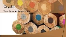  Presentation with crayons - Presentation design having crayons on a white background and a yellow colored foreground