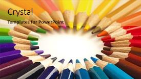  Presentation with crayons - Slides having crayons stack circle on a white background background and a yellow colored foreground