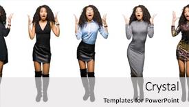  Presentation with young woman wearing boxer gloves - Slide set featuring crazy and amazed for success background and a light gray colored foreground
