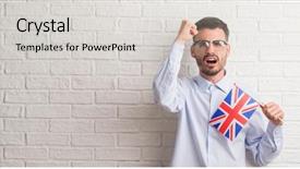  Presentation with united kingdom - Theme enhanced with crazy and yelling with raise background and a  colored foreground