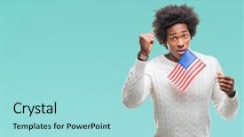  Presentation with america flag - Beautiful PPT theme featuring crazy and yelling with raise backdrop and a  colored foreground