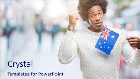  Presentation with american flag - PPT theme having crazy and yelling with raise background and a  colored foreground