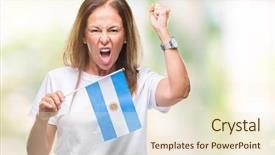  Presentation with flag of argentina - Presentation theme with crazy and yelling with raise background and a cream colored foreground