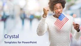  Presentation with united states and flag and eagle - Beautiful slides featuring crazy and yelling with raise backdrop and a  colored foreground