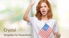  Presentation with america flag - Beautiful PPT layouts featuring crazy and yelling with raise backdrop and a  colored foreground