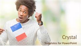  Presentation with france flag - Presentation theme with crazy and yelling with raise background and a  colored foreground