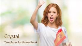  Presentation with flag - Cool new PPT theme with crazy and yelling with raise backdrop and a  colored foreground