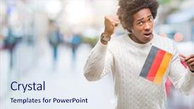  Presentation with grave marker american flag - Beautiful presentation theme featuring crazy and yelling with raise backdrop and a sky blue colored foreground