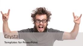  Presentation with haircut - Colorful presentation enhanced with crazy-bearded-happy-man backdrop and a light gray colored foreground