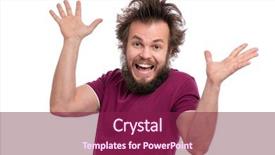  Presentation with haircut - Colorful presentation theme enhanced with crazy bearded man with funny backdrop and a violet colored foreground