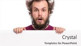  Presentation with copy space - Slide deck with crazy bearded man with funny background and a white colored foreground