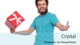  Presentation with happy holidays - Presentation theme consisting of crazy bearded man with funny background and a light blue colored foreground