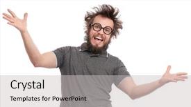  Presentation with haircut - Slide set enhanced with crazy bearded man with funny background and a light gray colored foreground