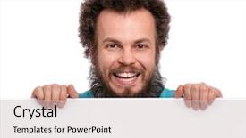  Presentation with vernier caliper bearing isolated - Colorful PPT theme enhanced with crazy bearded man with funny backdrop and a soft green colored foreground