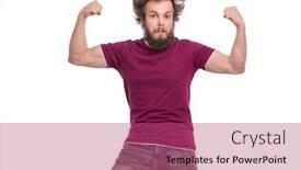  Presentation with flexing - Cool new theme with crazy-bearded-man-with-funny backdrop and a violet colored foreground