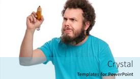  Presentation with curly hair - Slide deck with crazy-bearded-man-with-funny background and a cyan colored foreground