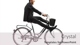  Presentation with crazy - Amazing theme having crazy-businessman-riding-a-bicycle backdrop and a light gray colored foreground