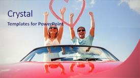  Presentation with crazy - PPT theme consisting of excited young fair haired man - crazy couple standing in red background and a light blue colored foreground