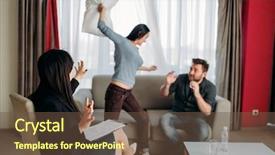  Presentation with comic couple - Audience pleasing PPT layouts consisting of crazy couple swears at psychotherapist backdrop and a tawny brown colored foreground