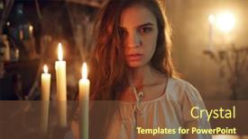  Presentation with animated candle - PPT theme featuring crazy-demonic-woman-with-candle background and a tawny brown colored foreground