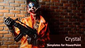  Presentation with horror evil - Audience pleasing presentation consisting of crazy evil clown man stained backdrop and a wine colored foreground