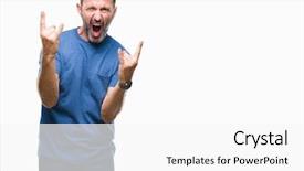  Presentation with metal music - Audience pleasing PPT layouts consisting of crazy expression doing rock backdrop and a white colored foreground
