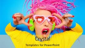  Presentation with crazy - Amazing PPT layouts having crazy expressive trendy dj girl backdrop and a yellow colored foreground