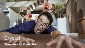  Presentation with home black family - Presentation theme consisting of crazy-family-having-fun background and a tawny brown colored foreground