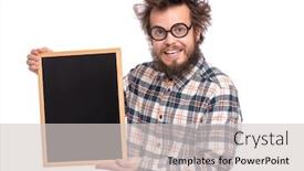  Presentation with professor - PPT theme enhanced with crazy-funny-bearded-man background and a light gray colored foreground