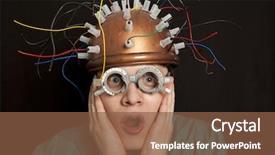  Presentation with inventor - Slides with crazy inventor helmet for brain background and a tawny brown colored foreground