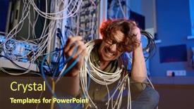  Presentation with computer room - Slide deck featuring crazy-mad-computer-engineer-wrapped background and a tawny brown colored foreground