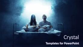  Presentation with crazy - Slide deck having crazy-man-and-woman-screams background and a navy blue colored foreground