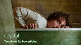  Presentation with crazy - Presentation theme enhanced with crazy-man-hiding-in-bathtub and a tawny brown colored foreground