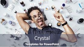  Presentation with crazy - Audience pleasing slides consisting of crazy-man-isolated-over-pills backdrop and a dark gray colored foreground