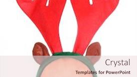  Presentation with new year card - Slide deck featuring crazy man with reindeer attire - head closeup funny image great for christmas and new year greeting card background and a lemonade colored foreground