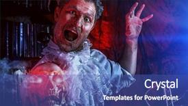  Presentation with old man - Audience pleasing presentation design consisting of crazy old man medieval scientist backdrop and a ocean colored foreground