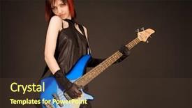  Presentation with bass guitar - Amazing presentation theme having crazy outfit with bass guitar backdrop and a tawny brown colored foreground