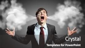  Presentation with anger - Theme featuring crazy people - businessman in anger screaming puff background and a dark gray colored foreground