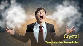  Presentation with anger - Presentation design consisting of crazy people - businessman in anger screaming puff background and a tawny brown colored foreground