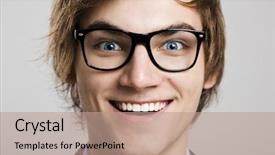  Presentation with crazy - Presentation theme enhanced with crazy people - close-up portrait of business man background and a coral colored foreground