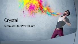  Presentation with wall paint - Beautiful presentation theme featuring crazy people - funny hipster person in casual backdrop and a light blue colored foreground