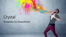  Presentation with homeless person poverty issue concept - Presentation theme enhanced with crazy people - funny hipster person in casual background and a  colored foreground