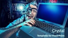  Presentation with old people - Presentation design featuring crazy people - old scientist working in his background and a ocean colored foreground