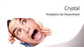  Presentation with happy sad face man - Amazing theme having crazy people - young happy man isolated backdrop and a white colored foreground