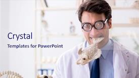  Presentation with funny animal - Cool new slides with crazy professor studying animal skeleton backdrop and a sky blue colored foreground