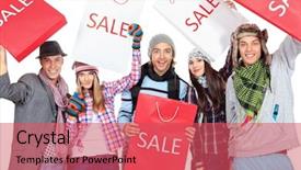  Presentation with group of diverse people - Cool new presentation with crazy sale - group of cheerful young people backdrop and a red colored foreground