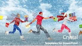  Presentation with gifs christmas - Audience pleasing slides consisting of crazy sale - happy people running with christmas backdrop and a light blue colored foreground
