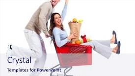  Presentation with monarch butterfly isolated on white - Slides consisting of crazy sale - happy shopping couple isolated background and a sky blue colored foreground